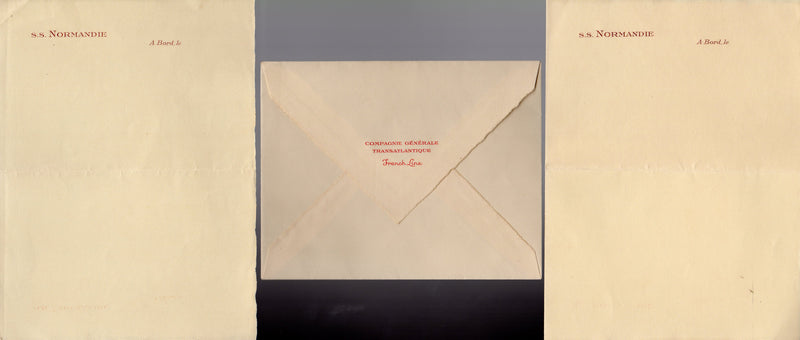 NORMANDIE: 1935 - Stationery set - 2 sheets & envelope