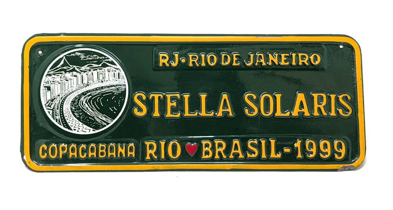 STELLA SOLARIS: 1953 - Souvenir license plate commemorating 1999 visit to Rio de Janeiro