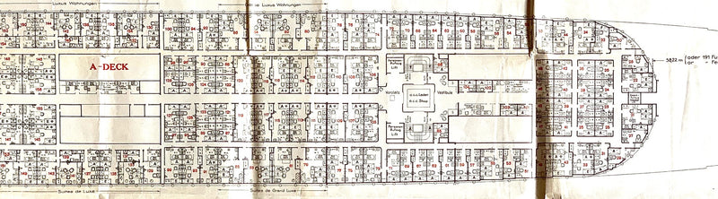 EUROPA: 1930 - Big 1930 tissue deck plan for First & Second classes