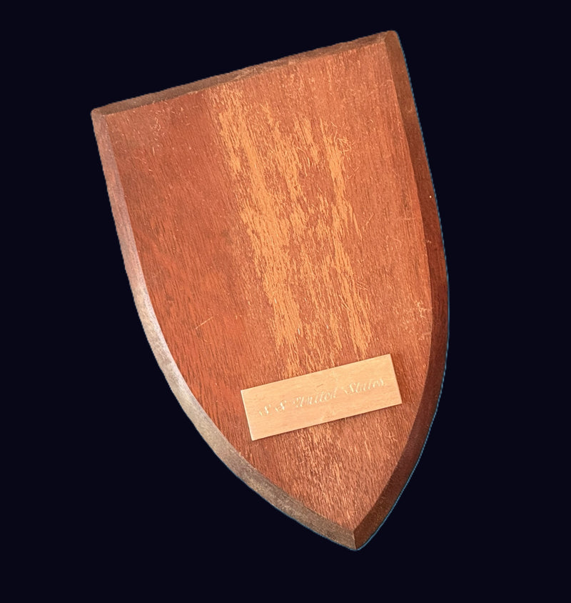 UNITED STATES: 1952 - Walnut plaque & name tag for ship