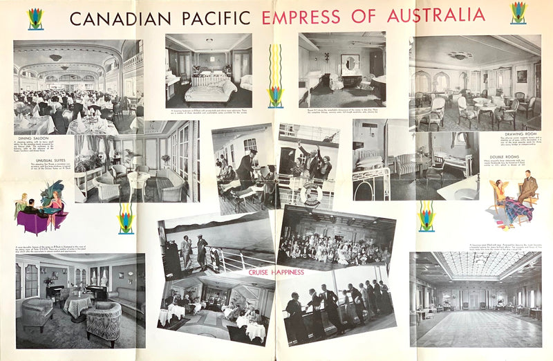 EMPRESS OF AUSTRALIA: 1920 - Large cruise deck plan from 1930s w/ interior photos