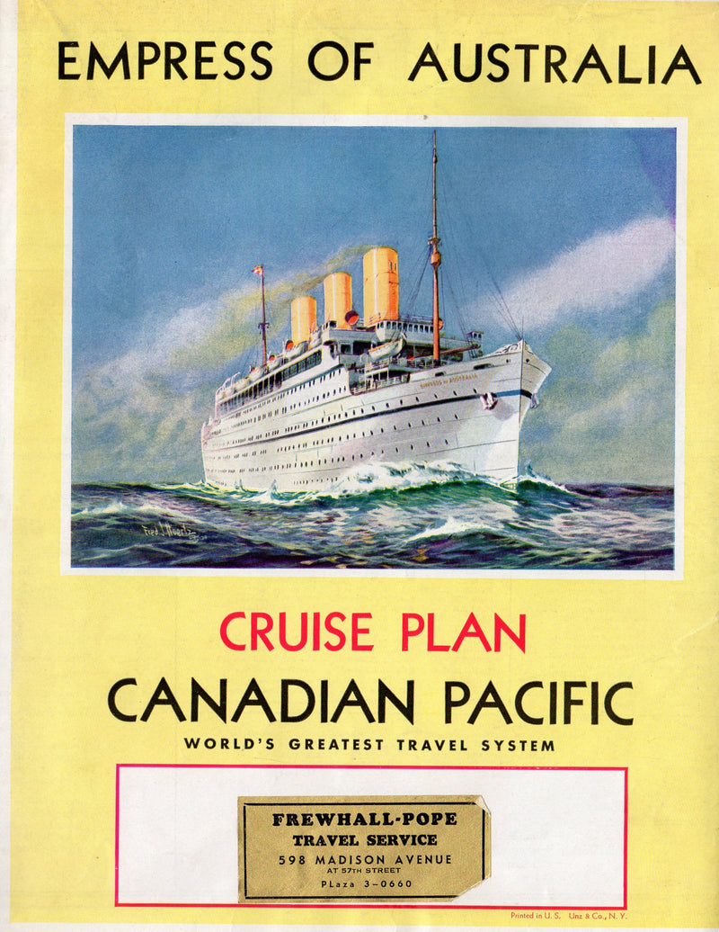 EMPRESS OF AUSTRALIA: 1920 - Large cruise deck plan from 1930s w/ interior photos