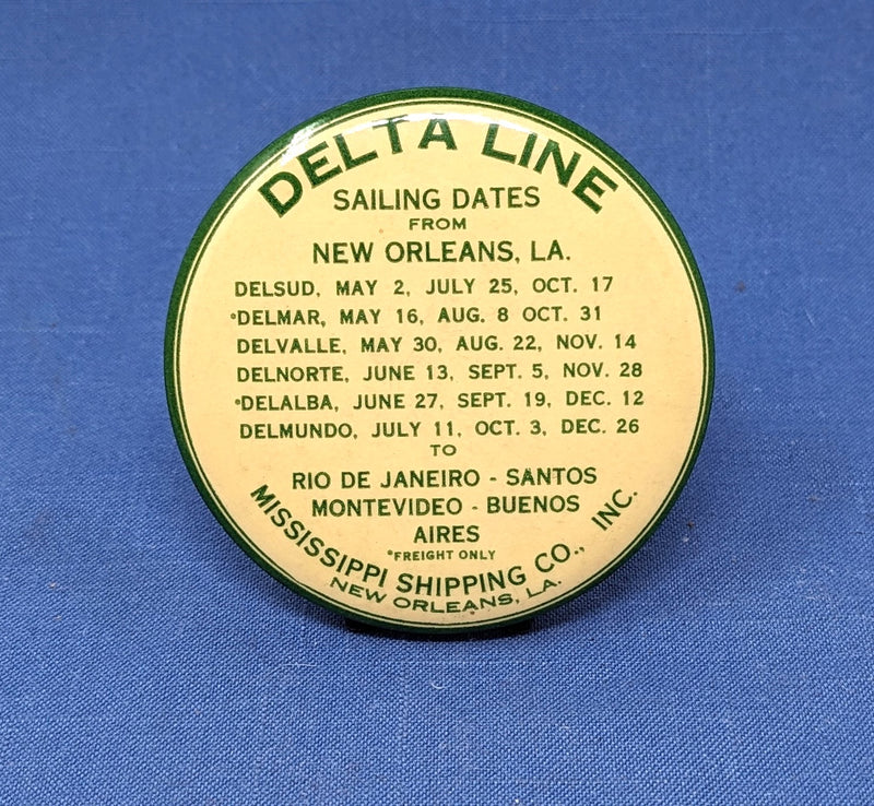 Various: pre-war - Delta Line souvenir pocket mirror w/ sailing dates form 1920s-30s