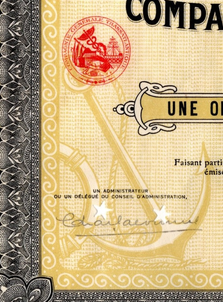 Various: pre-war - 1934 Compagnie Generale Transatlantique bond certificate