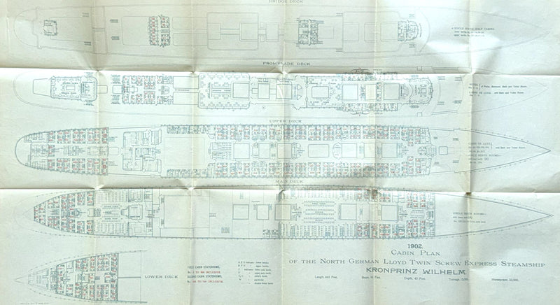 KRONPRINZ WILHELM: 1901 - First & Second class deck plan from 1902