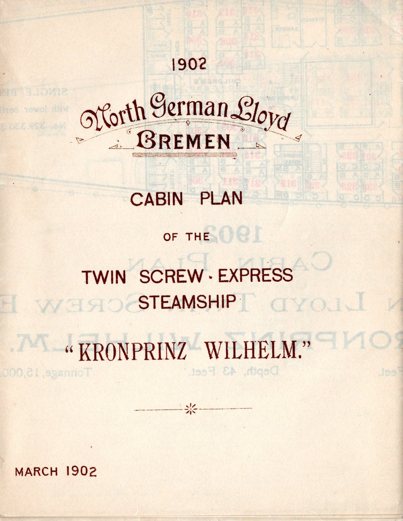 KRONPRINZ WILHELM: 1901 - First & Second class deck plan from 1902
