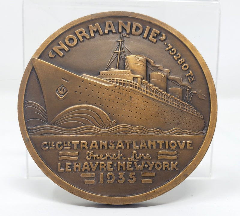 NORMANDIE: 1935 - Bronze maiden voyage medallion