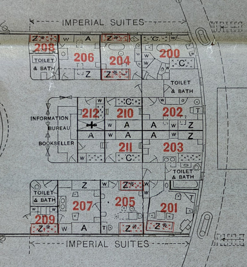 KAISERIN AUGUSTE VICTORIA: 1906 - Large 3 class deck plan from 1909