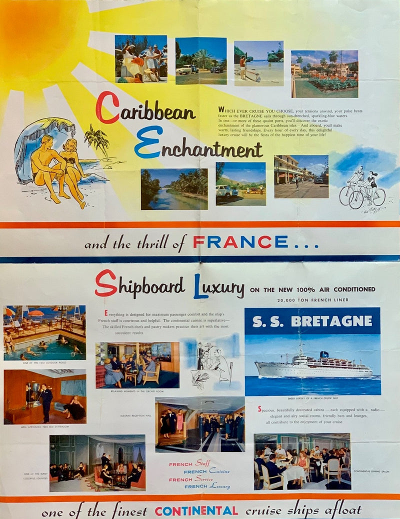 BRETAGNE: 1952 - Big 1961 first season cruise brochure w/ plans & interiors