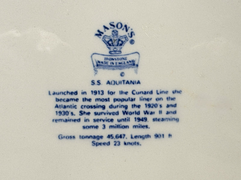 AQUITANIA: 1914 - Mason's Ironstone portrait plate
