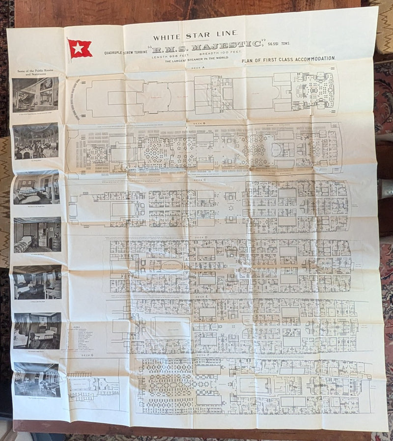 MAJESTIC: 1922 - First Class deck plan w/ interior photos