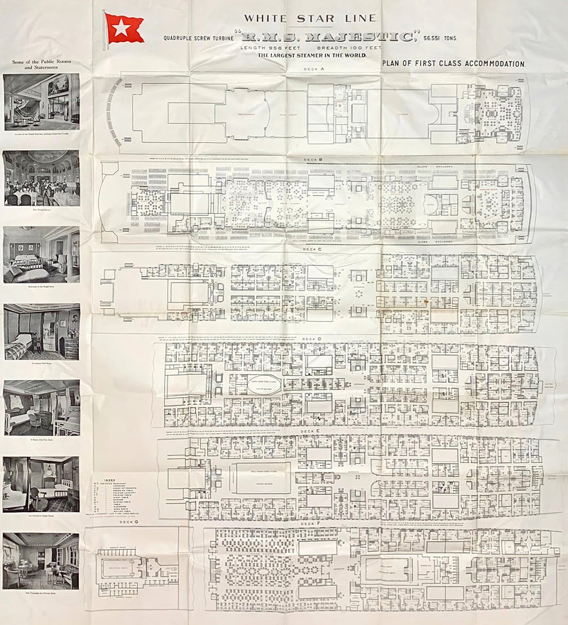 MAJESTIC: 1922 - First Class deck plan w/ interior photos