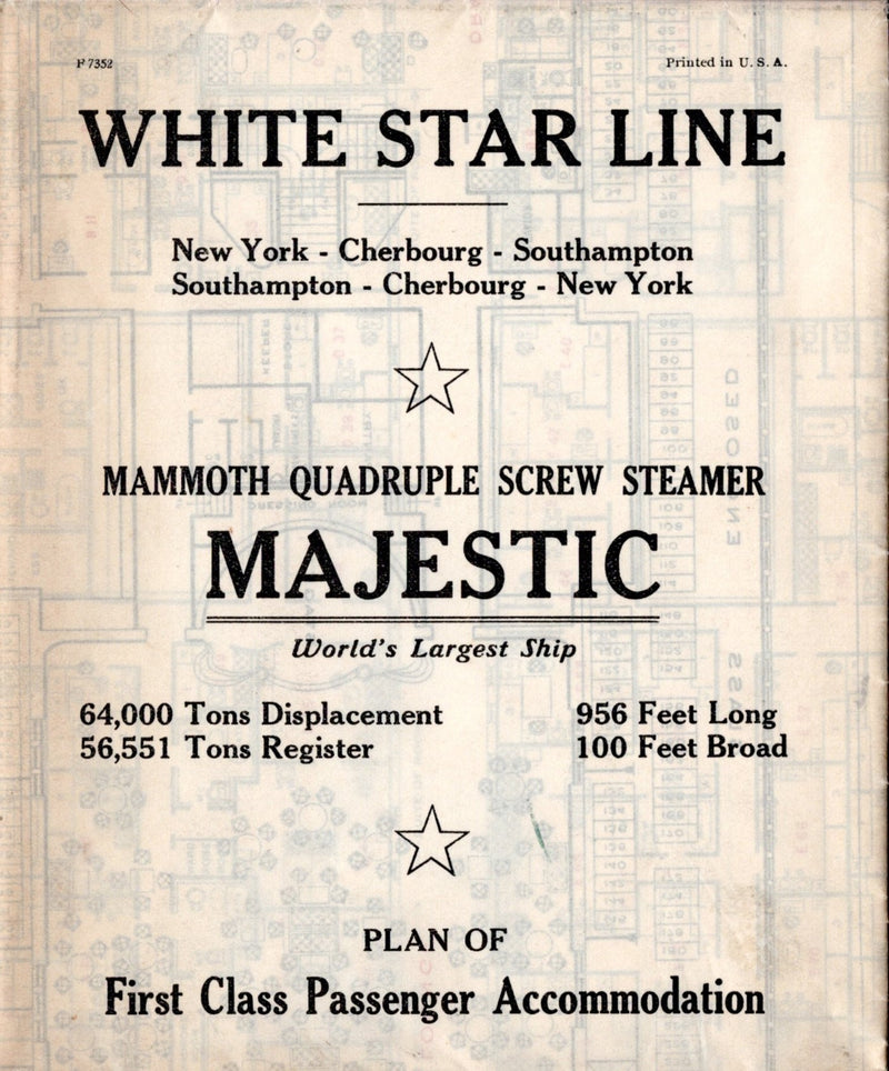 MAJESTIC: 1922 - First Class deck plan w/ interior photos