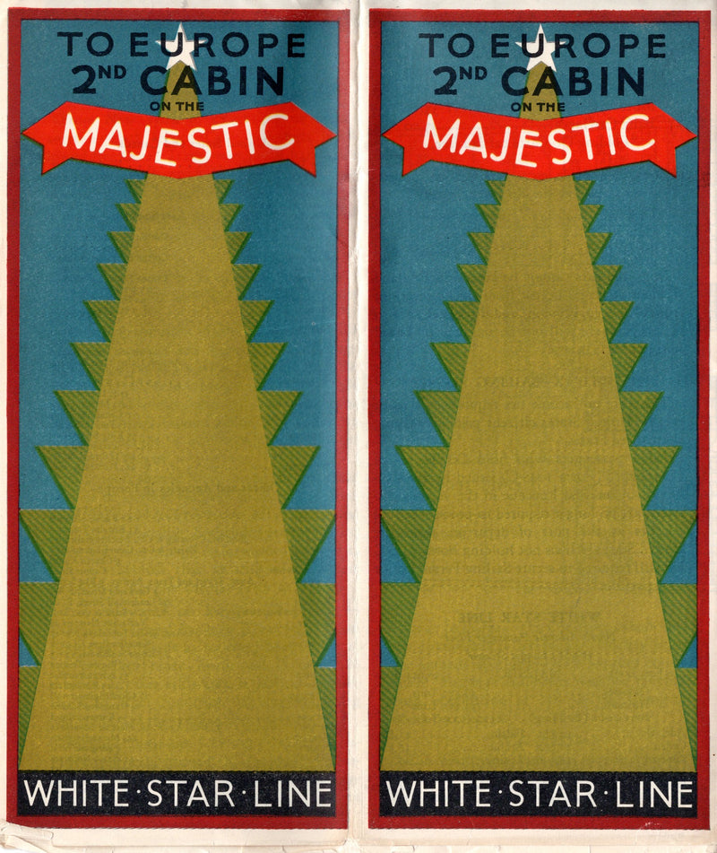 MAJESTIC: 1922 - Second Class deck plan w/ interiors from 1929