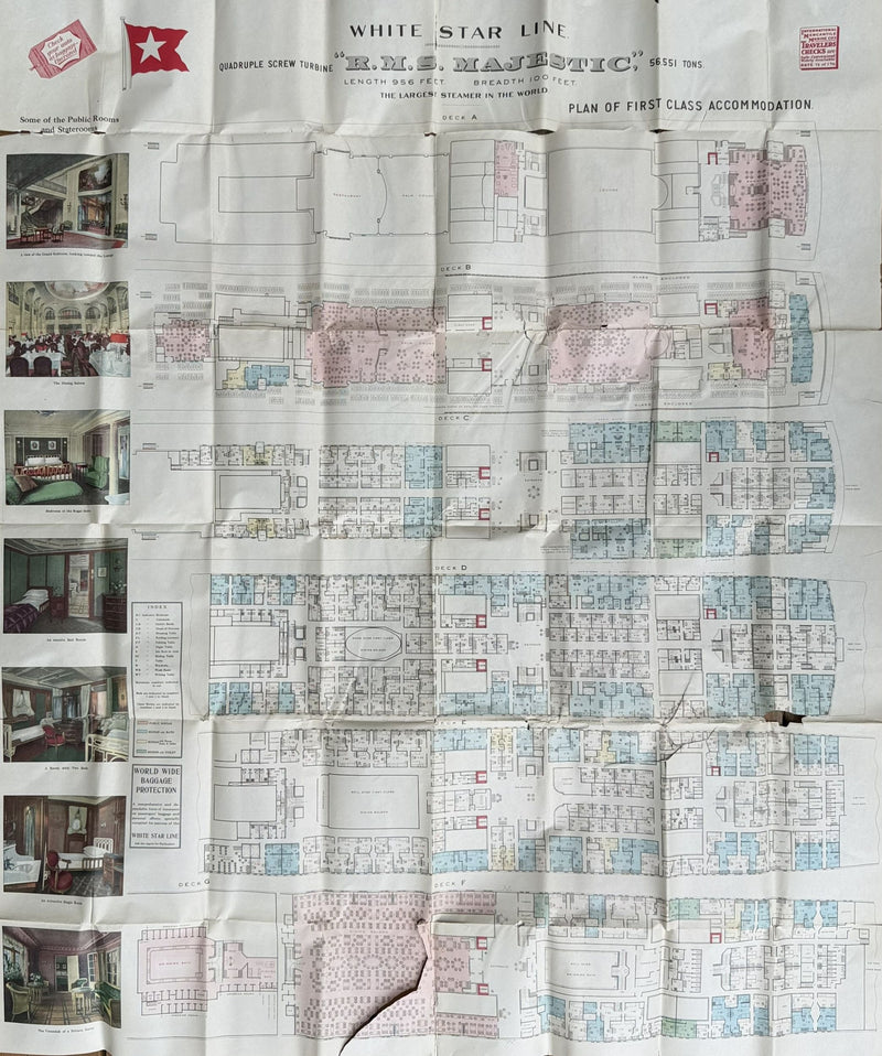 MAJESTIC: 1922 - Grand First Class deck plan from 1924 w/ color interiors