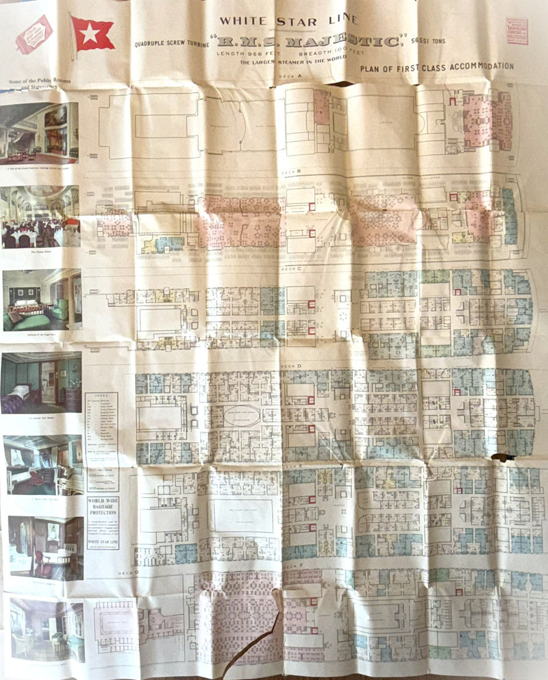 MAJESTIC: 1922 - Grand First Class deck plan from 1924 w/ color interiors