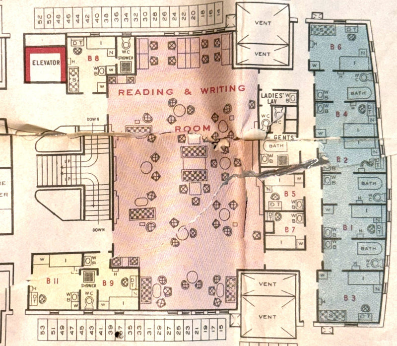 MAJESTIC: 1922 - Grand First Class deck plan from 1924 w/ color interiors
