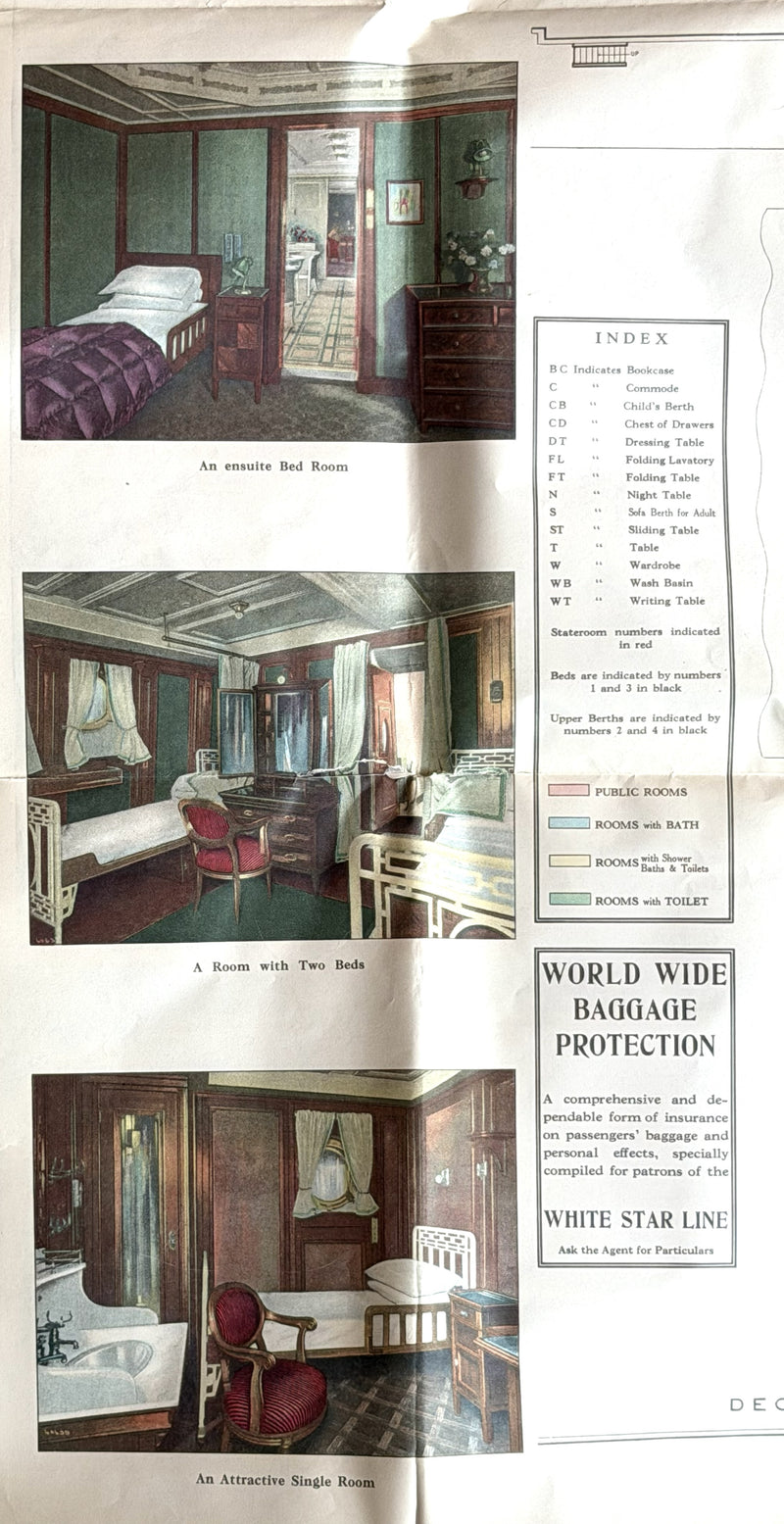 MAJESTIC: 1922 - Grand First Class deck plan from 1924 w/ color interiors