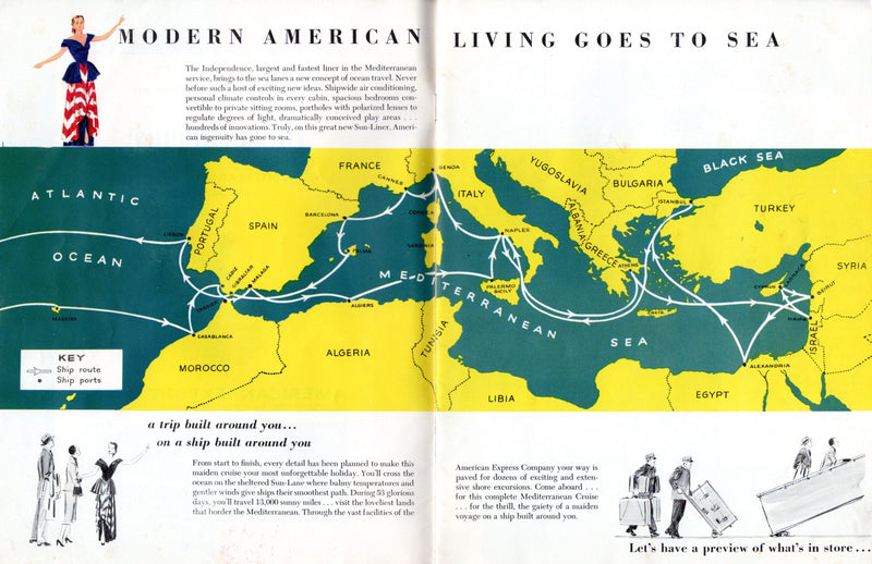 INDEPENDENCE: 1951 - Special maiden voyage cruise brochure & deck plan