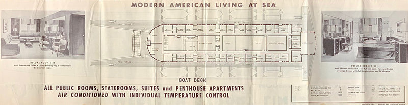 INDEPENDENCE: 1951 - Special maiden voyage cruise brochure & deck plan