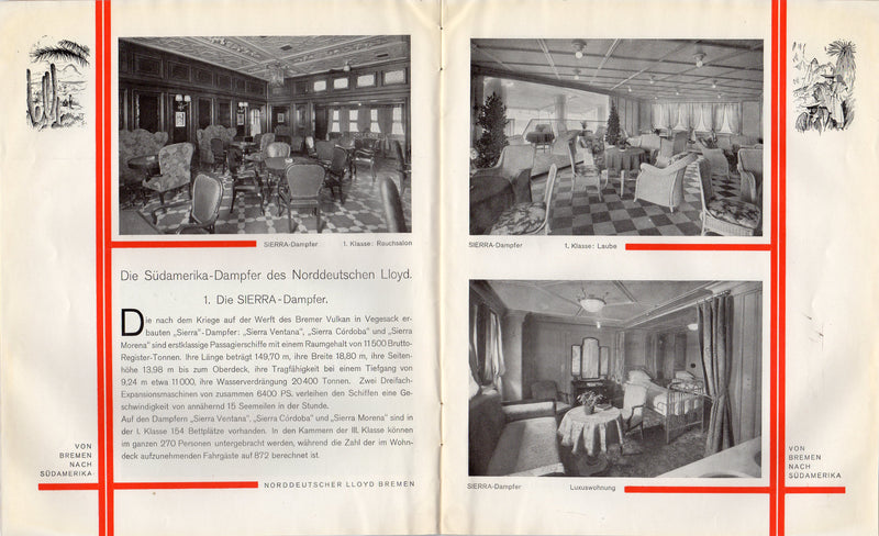 Various: pre-war - Deluxe 1930s North German Lloyd South America interiors brochure