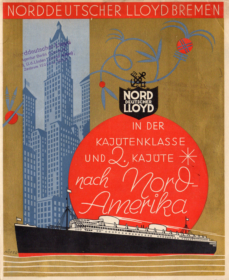Various: pre-war - Deluxe deco 1929 North German Lloyd Second Class interiors brochure