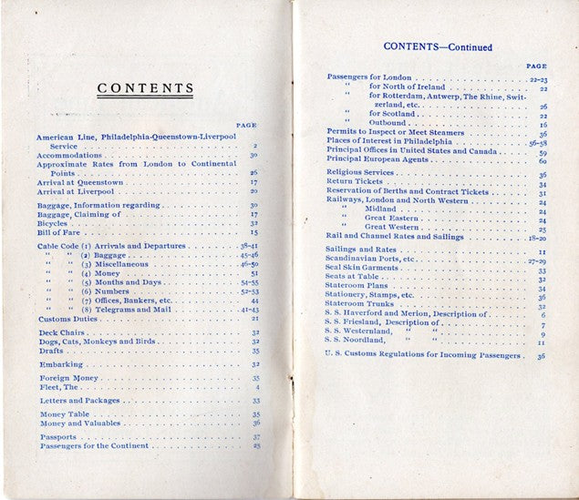 Various: pre-war - 1901 American Line fleet & services guide w/ 60 pages