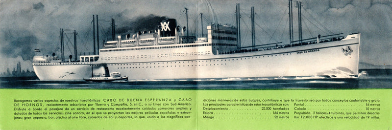 CABO DE HORNOS & CABO DE BUENA ESPERANZA - Circa 1940 interiors brochure
