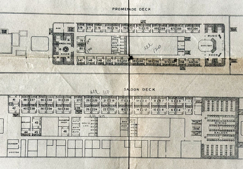CRETIC: 1900 - First Class deck plan pre-WW1