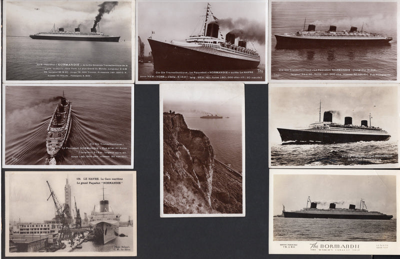 NORMANDIE: 1935 - 8 original photo postcard views
