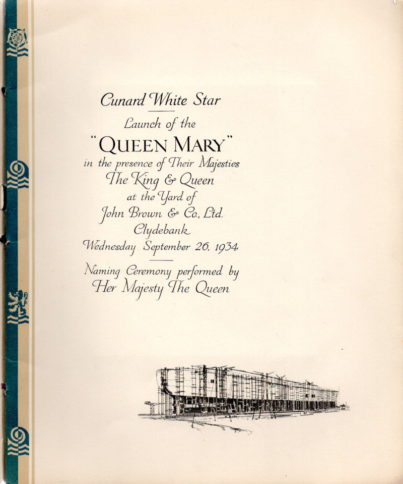 QUEEN MARY: 1936 - Ultra-deluxe launch brochure from Sept. 1935