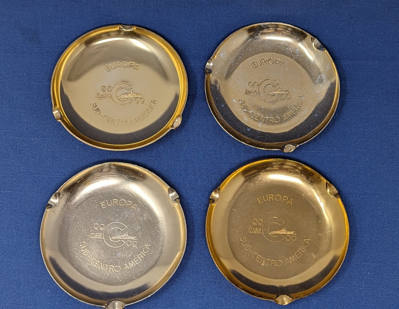Various Ships - 4 Costa gold-colored stamped aluminum ashtrays - useful for many things!