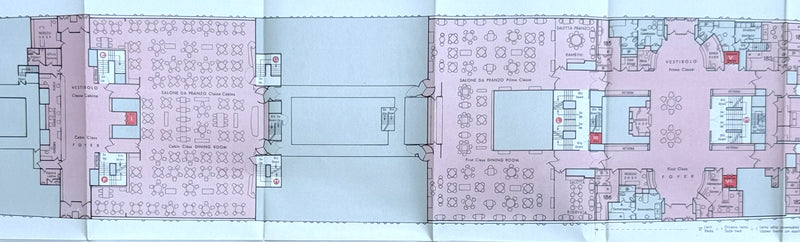 CRISTOFORO COLOMBO: 1954 - Full ship deck plan w/ 19 photos
