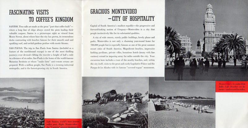 BRAZIL, ARGENTINA & URUGUAY - 1940 brochure w/ interiors & destinations