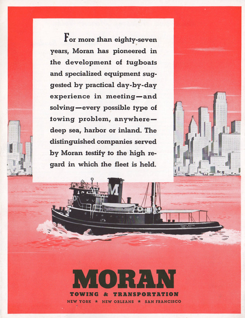 Various Ships - The First Moran "Tow Line" Dec. 1947 w/ docking NORMANDIE photos