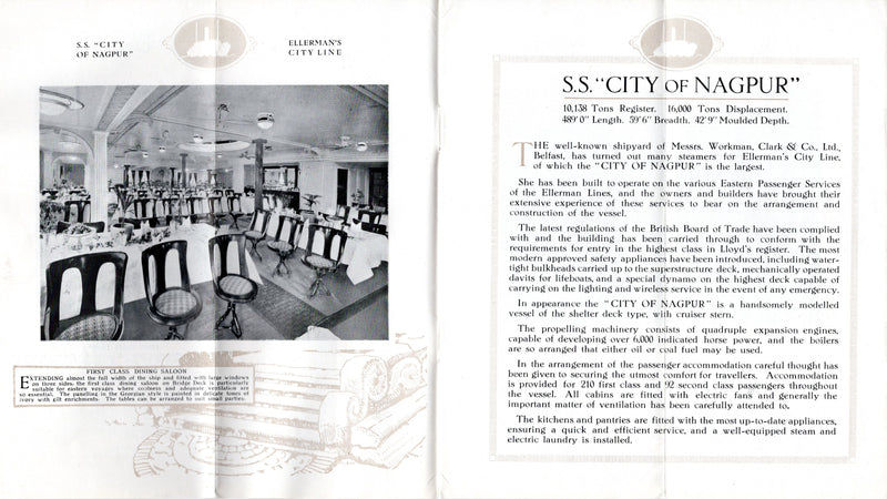 CITY OF NAGPUR: 1922 - Interiors brochure circa 1922