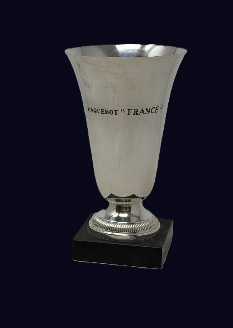 FRANCE: 1962 - Lovely silver trophy on marble base