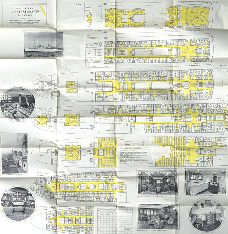 STRATHAIRD: 1932 - Large full ship plan w/ interior photos