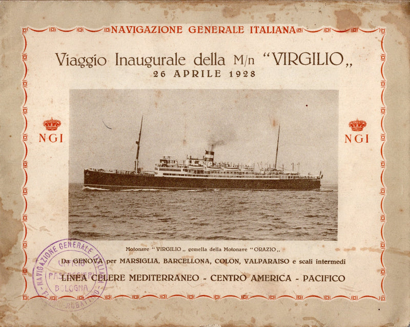 VIRGILIO: 1928 - Maiden voyage announcement & intro brochure