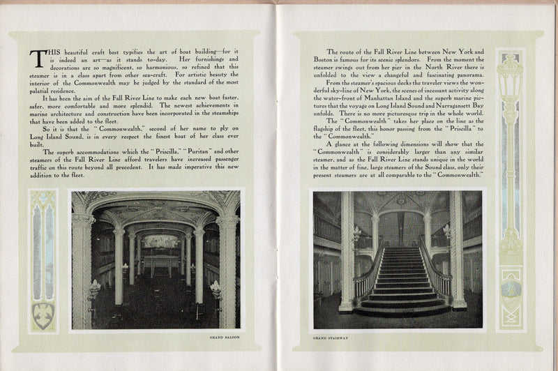 COMMONWEALTH: 1909 - Intro brochure w/ interiors for grand coastal steamer