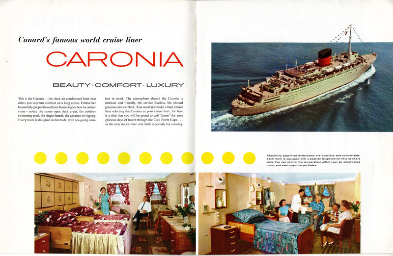 CARONIA: 1949 - North Cape cruise brochure 1960 + separate deck plan