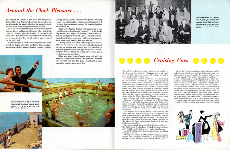 CARONIA: 1949 - North Cape cruise brochure 1960 + separate deck plan