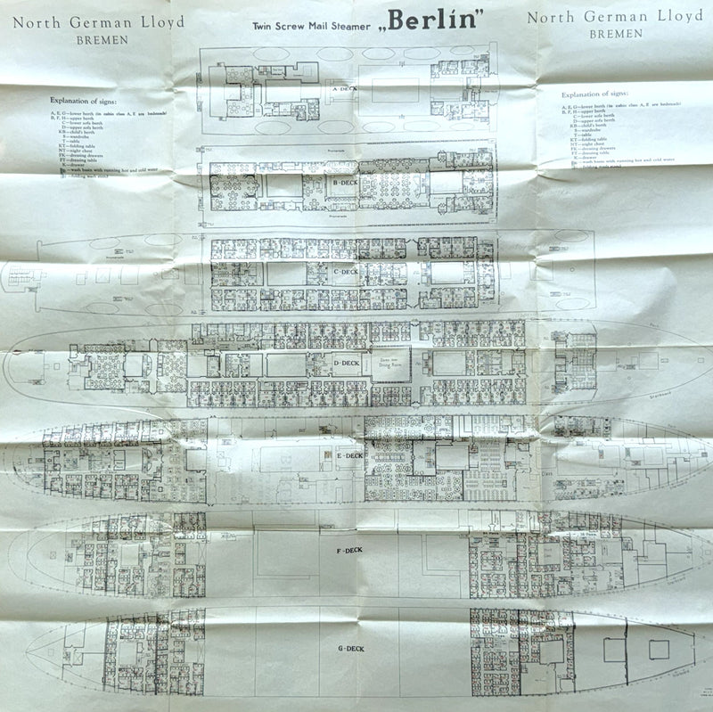 BERLIN/ADMIRAL NAKHIMOV: 1925 - Deck plan & interiors brochure from disaster ship
