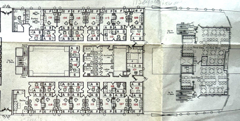 BERLIN/ADMIRAL NAKHIMOV: 1925 - Deck plan & interiors brochure from disaster ship