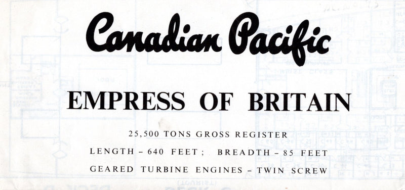 EMPRESS OF BRITAIN: 1956 - Tissue deck plan from 1959