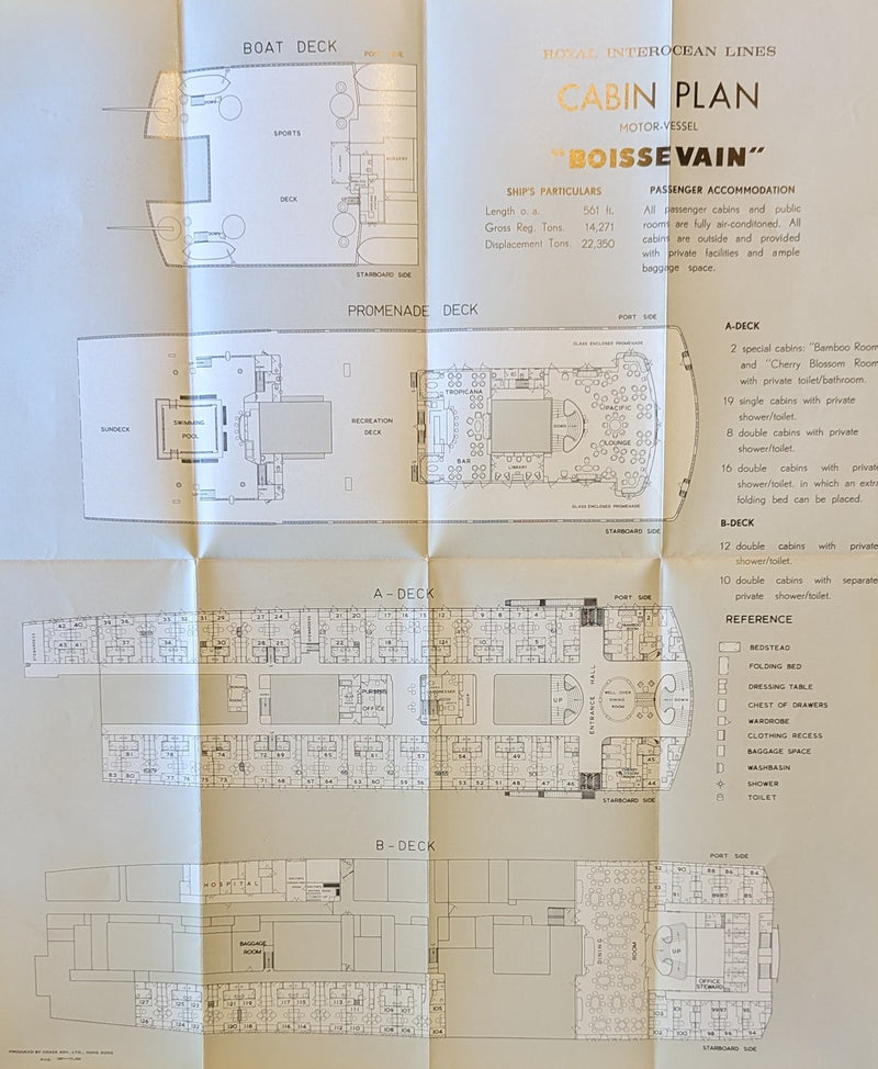 BOISSEVAIN: 1937 - Deck plan w/ interiors from 1961