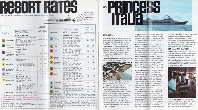 PRINCESS ITALIA: 1967 - Pioneer ship for Princess Cruises, 1968 brochure