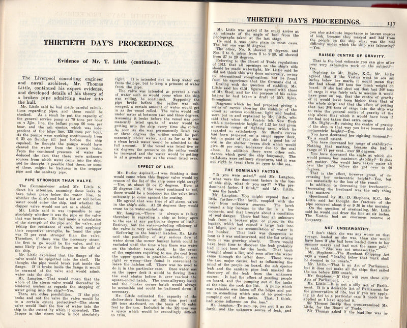 VESTRIS: 1912 - British Board of Inquiry report into 1929 disaster full of twists & turns!