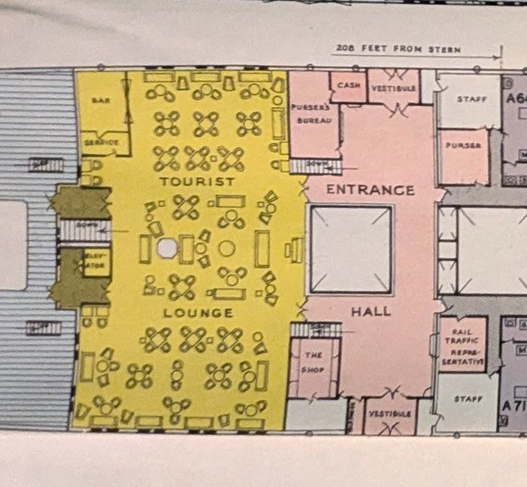 EMPRESS OF FRANCE & EMPRESS OF CANADA - Color-coded plan w/ photos before fire