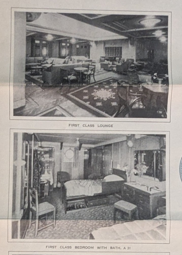 EMPRESS OF FRANCE & EMPRESS OF CANADA - Color-coded plan w/ photos before fire